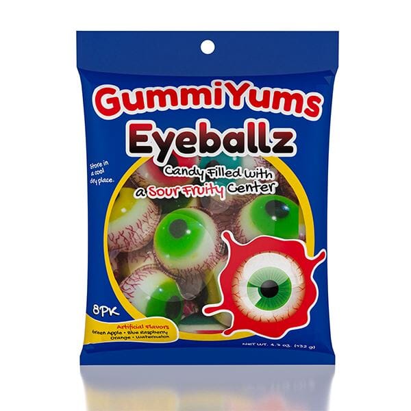 GummiYums! EyeBallz & SportBallz (8pc) | Marshmallow Candy W/ Sour Fruity Centre | Ships Nov Preorder magazineracksdirect GummiYums! EyeBallz (8pk) 